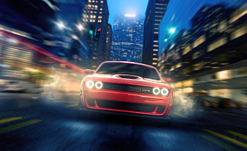 Red Dodge Challenger Roaming The City Streets, dodge-challenger, 2023-cars, cars, behance HD wallpaper