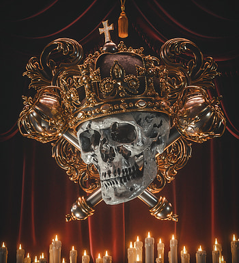 Crown on skull, golden crown, head HD phone wallpaper