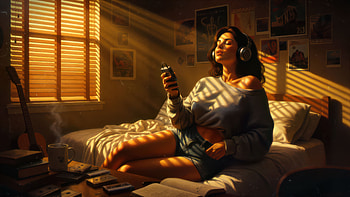Girl Alone In Room Listening Music With Heads, anime, girl, alone, music, room, artist, artwork, art, digital-art, ai, deviantart HD wallpaper
