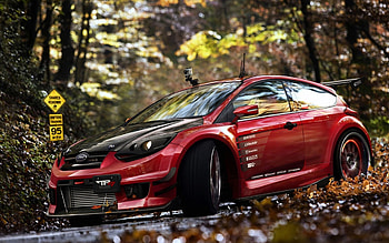 Ford Fiesta Tuning, Drifting Serpentine, Autumn Vibes, Customized Ride HD wallpaper