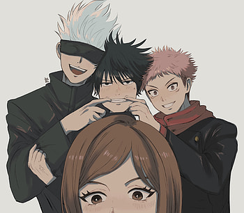 Jujutsu Kaisen Squad: Gojo, Fushiguro, Itadori & Kugisaki Ultra, Satoru Gojo, Megumi Fushiguro, Yuji Itadori, Nobara Kugisaki, Anime, Jujutsu Kaisen HD wallpaper