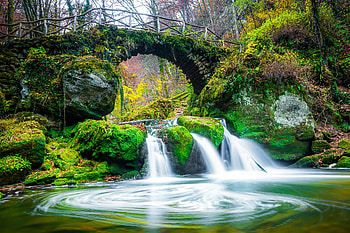 Waterfall, Nature, rocks, moss HD wallpaper