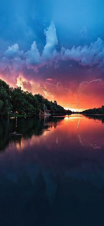 Mississippi travels, Lake reflection, Lightning , Natural beauty HD phone wallpaper
