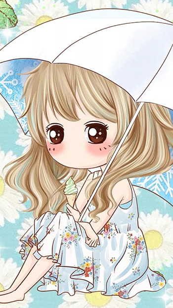 Cute Cartoon Girl, Korean, Adorable HD phone wallpaper