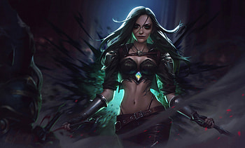 Hela As Katarina, hela, artwork, digital-art, superheroes, artstation, supervillain HD wallpaper