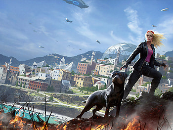 Girl With Dog , artist, artwork, artstation HD wallpaper