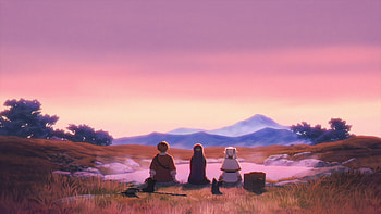 Frieren, Stark & Fern — Sunset Journey ( ), Anime, Frieren: Beyond Journey's End, Stark (Frieren: Beyond Journey's End), Fern (Frieren: Beyond Journey's End), Frieren (Frieren: Beyond Journey's End) HD wallpaper