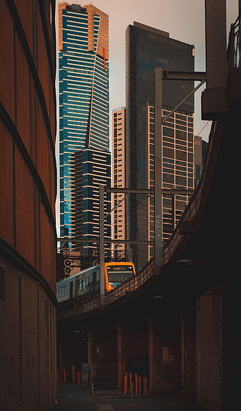 Cities, Building, Skyscrapers, Railway, Train HD phone wallpaper