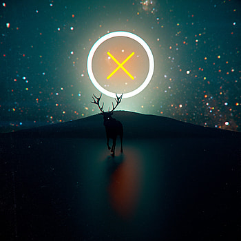 Art, Glare, Shine, Light, Neon, Circle, Deer HD phone wallpaper