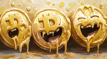 Bitcoin Melting Faces, cryptocurrency, bitcoin, gold, digital currency HD wallpaper