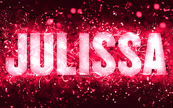 Happy Birtay Julissa, , pink neon lights, Julissa name, creative, Julissa Happy Birtay, Julissa Birtay, popular american female names, with Julissa name, Julissa HD wallpaper