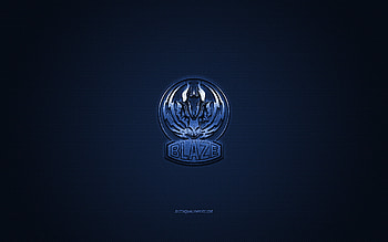 Coventry Blaze, British hockey club, EIHL, blue logo, blue carbon fiber background, Elite Ice Hockey League, hockey, Coventry, England, Coventry Blaze logo HD wallpaper