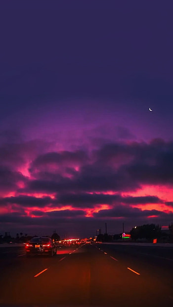 Aesthetic road, sky, evening sky, aesthetic evening HD phone wallpaper