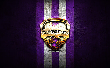 Metropolitanos FC, golden logo, La Liga FutVe, violet metal background, football, Venezuelan football club, Metropolitanos FC logo, soccer, Venezuelan Primera Division, Metropolitanos de Caracas FC HD wallpaper