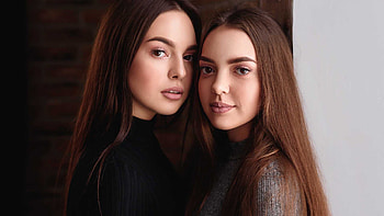 Two Beautiful Girl Models Are Posing For A Wearing Black Ash Dress Girls HD wallpaper