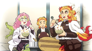 Mitsuri and Rengoku, Anime, Demon Slayer: Kimetsu no Yaiba, Mitsuri Kanroji, Kyojuro Rengoku HD wallpaper