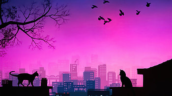 Cats Evening Meetup Synthwave , cats, synthwave, artist, artwork, digital-art HD wallpaper