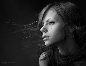 PORTRAIT, face, bw, girl, hair, beauty HD wallpaper