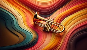 Golden Trumpet on Swirling Abstract, trumpet, music, Abstract, colorful, artistic HD wallpaper