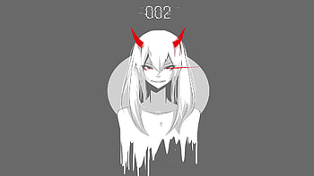Devil, zero two, red horns, minimal HD wallpaper