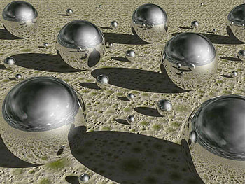 Chrome, fantasy, desert, balls, textures, spheres HD wallpaper