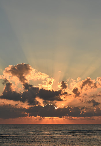 Nature, Sunset, Sky, Horizon, Beams, Rays HD phone wallpaper