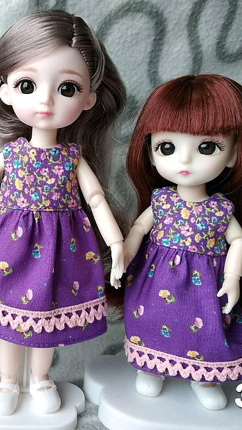 3 Friends, Cute, Purple Frock, dolls HD phone wallpaper