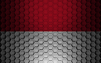 Monaco flag, 3d hexagons texture, Monaco, 3d texture, Monaco 3d flag, metal texture, flag of Monaco HD wallpaper
