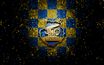 CB Gran Canaria, glitter logo, ACB, yellow blue checkered background, spanish basketball team, CB Gran Canaria logo, mosaic art, basketball, Gran Canaria HD wallpaper