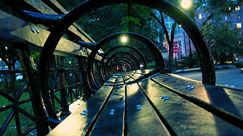 Cities, City, Park, Evening, Bench HD wallpaper