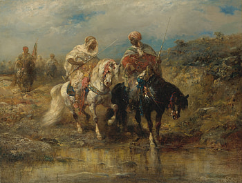 Horsemen, horse, painting, art, pictura, man, adolf schreyer HD wallpaper