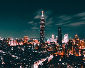 Cities, View From Above, Night City, City Lights, Skyscrapers, Taiwan HD wallpaper