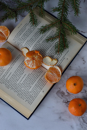Fruits, Food, Tangerines, Citrus, Book HD phone wallpaper
