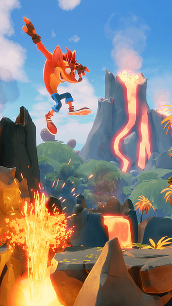 Carsh Bandicoot 4, ps4, crashbandicoot, lava, videogame, volcano, xbox, crash, jump HD phone wallpaper