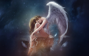 sad angel, angel, abstract, guardian, fantasy HD wallpaper