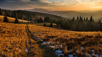 Poland travels, Village fields, Majestic mountains, Tranquil scenery HD wallpaper