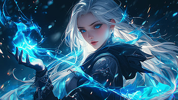 Azure Flame, anime girl, futuristic, AI Art, blue, Anime, blue anime HD wallpaper