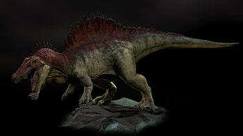 Guardians of Orion, Phase 2 first look, Spinosaurus character, Sci-fi game HD wallpaper