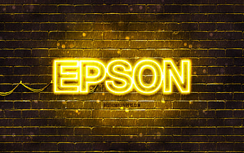 Epson yellow logo, , yellow neon lights, creative, yellow abstract background, Epson logo, brands, Epson HD wallpaper