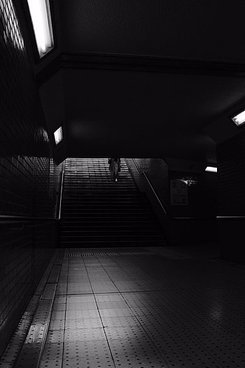 Dark, Bw, Chb, Ladder, Stairs, Human, Person HD phone wallpaper