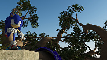 Hedgehog in Savannah, furry (anthropomorphic), baobab tree, Sonic the Hedgehog, video game, Sonic Unleashed HD wallpaper