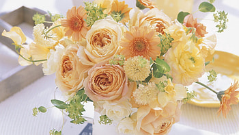 Flowers, Roses, Gerberas, Bouquet, Vase, Composition HD wallpaper