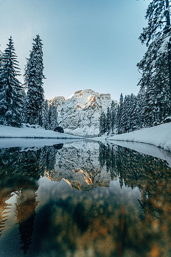Winter, Nature, Rivers, Snow, Mountain HD phone wallpaper