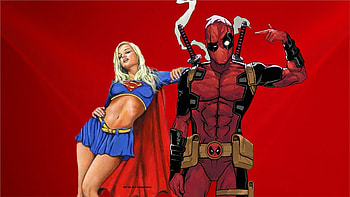 Deadpool - Supergirl Dilemma, nexus, dc comics, deadpool, fan art, clip art, cartoons, fanpop, anime, 1920x1080 only, marvel comics, background, supergirl, , deviantart HD wallpaper