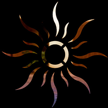 Sun, Miscellanea, Miscellaneous, Beams, Rays, Pattern, Black Background, Sign HD phone wallpaper