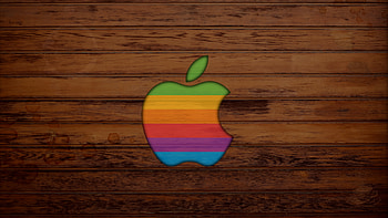 Apple - Wood, apple, wood, logo, , coffee HD wallpaper