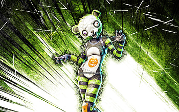Spooky Team Leader, grunge art, Fortnite Battle Royale, Fortnite characters, green abstract rays, Spooky Team Leader Skin, Fortnite, Spooky Team Leader Fortnite HD wallpaper