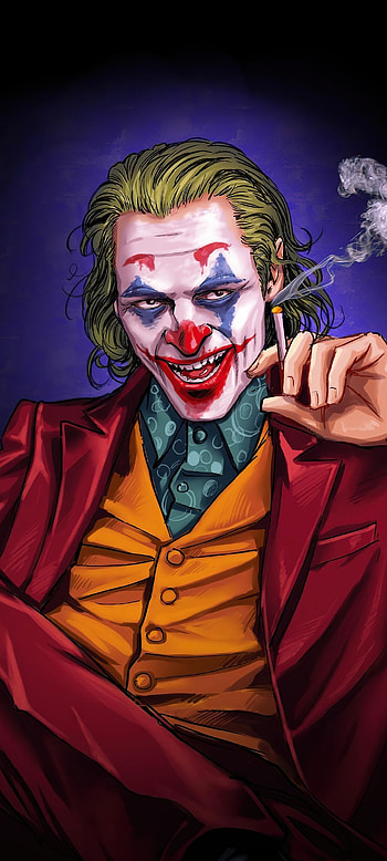 Joker, art, movie, painting, smoking HD phone wallpaper