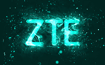 ZTE turquoise logo, , turquoise neon lights, creative, turquoise abstract background, ZTE logo, brands, ZTE HD wallpaper