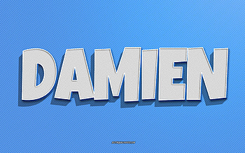 Damien, blue lines background, with names, Damien name, male names, Damien greeting card, line art, with Damien name HD wallpaper